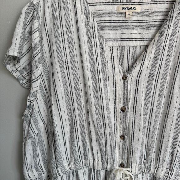 Briggs Dress 2X Linen Midi Pockets Buttons Stretch Lagenlook Coastal Beachy - Picture 4 of 16